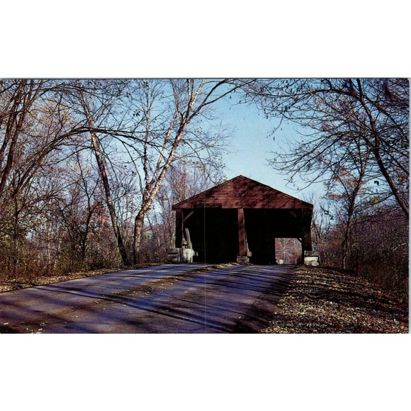 None Other - Brown County Park Bridge Nashville IN Vintage Covered Bridge Postcard PC13